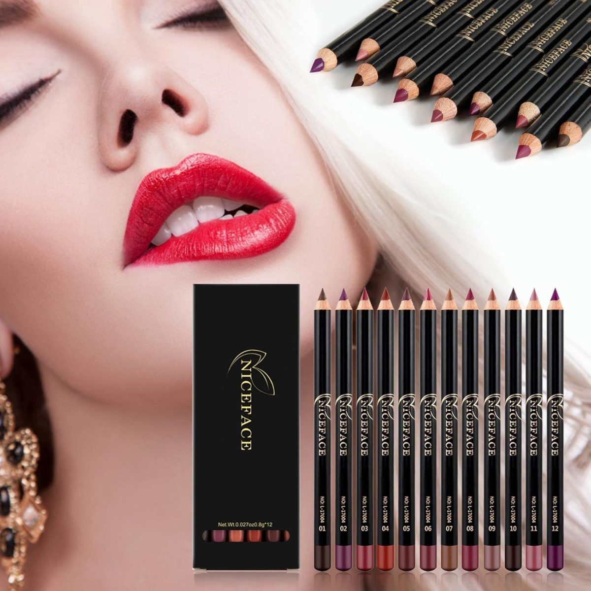 ⁦NALACAL Lip Liner Pencil Set, 12 Assorted Lip Liner Colors Matte Lip Liner Set High Pigmented Lip Liner Smooth Lip Liner Pencils Soft Lip Liner Pens Precise Lip Liner Set Long Lasting Lip Liner⁩ - الصورة ⁦5⁩