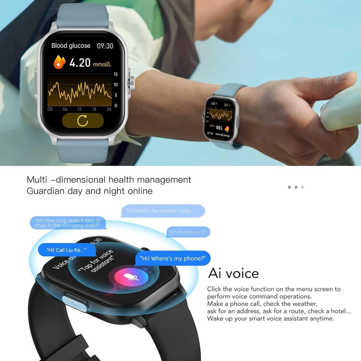 ⁦Smartwatch with Bluetooth Call 2.01" Full Touch Screen Fitness Tracker with activity tracker, Ultra-thin Design, 24/7 Health Management, Compatible with Android & iOS (Silvery/)⁩ - الصورة ⁦4⁩