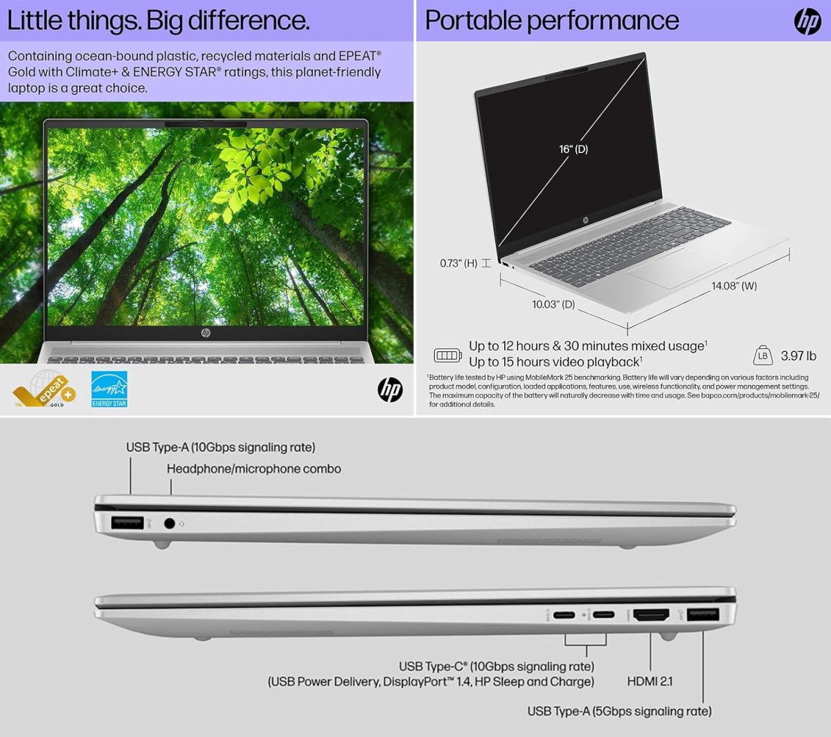 ⁦HP Pavilion 16" Touchscreen Laptop - WUXGA (1920 x 1200) - AMD Ryzen 7 8840U - 16GB LPDDR5-6400Mhz RAM - 512GB PCIe SSD - Backlit Keyboard - Copilot PC - 1080p Webcam - Windows 11 Home - w/Stylus Pen⁩ - الصورة ⁦8⁩