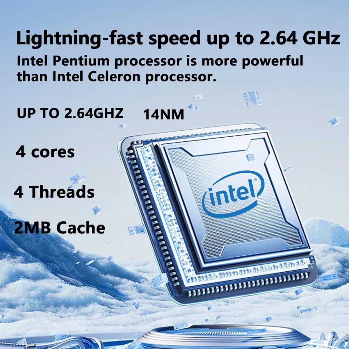 ⁦Laptop 16-inch 8GB DDR 256GB SSD Portable Laptop,Expandable to 1TB Pentium Quad-core CPU up to 2.64 GHz 9000mAh Battery Mini HDMI Interface USB3.0 Interface Dual-Band WiFi Webcam Slim laptops⁩ - الصورة ⁦2⁩