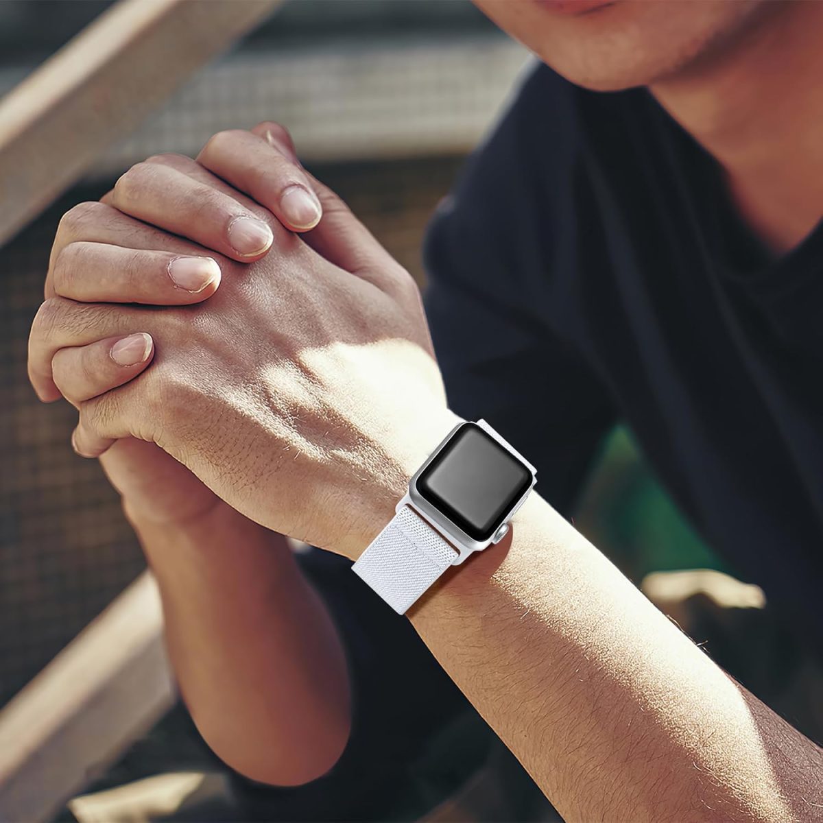 ⁦Lerobo Braided Band Compatible with Apple Watch Series 9 8 7 45mm 41mm Ultra 2 Band 49mm Series 6 5 4 SE 44mm 40mm Series 3 2 1 38mm 42mm Men iWatch Bands Womens Stretchy Nylon Solo Loop Sport Strap⁩ - الصورة ⁦8⁩