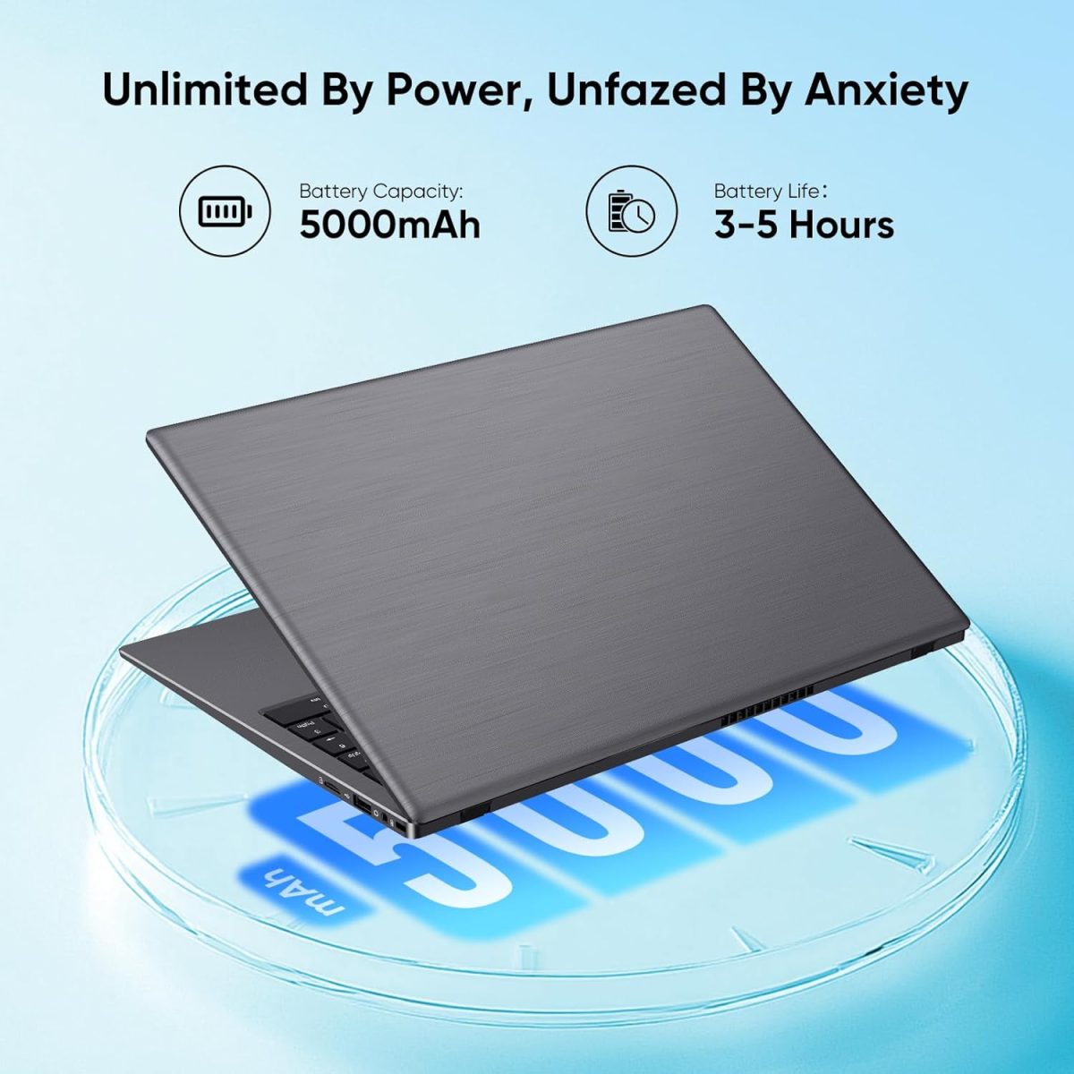 ⁦FURESTUR Laptop, 12GB LPDDR5 RAM 1TB SSD, Quad-Core N95 Processor Up to 3.4GHz, 15.6" FHD IPS Display, Office Pro Plus 2024, WiFi 5, Laptop Computer with Fingerprint for Students and Business, Gray⁩ - الصورة ⁦5⁩