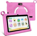 7 inch Kids Tablet, Quad Core Android 12 2GB 32GB, Parental Control, Eye Protection, Shockproof Case, Dual Camera, WiFi, Bluetooth, Learning Tablet for Kids - K2 (Pink)