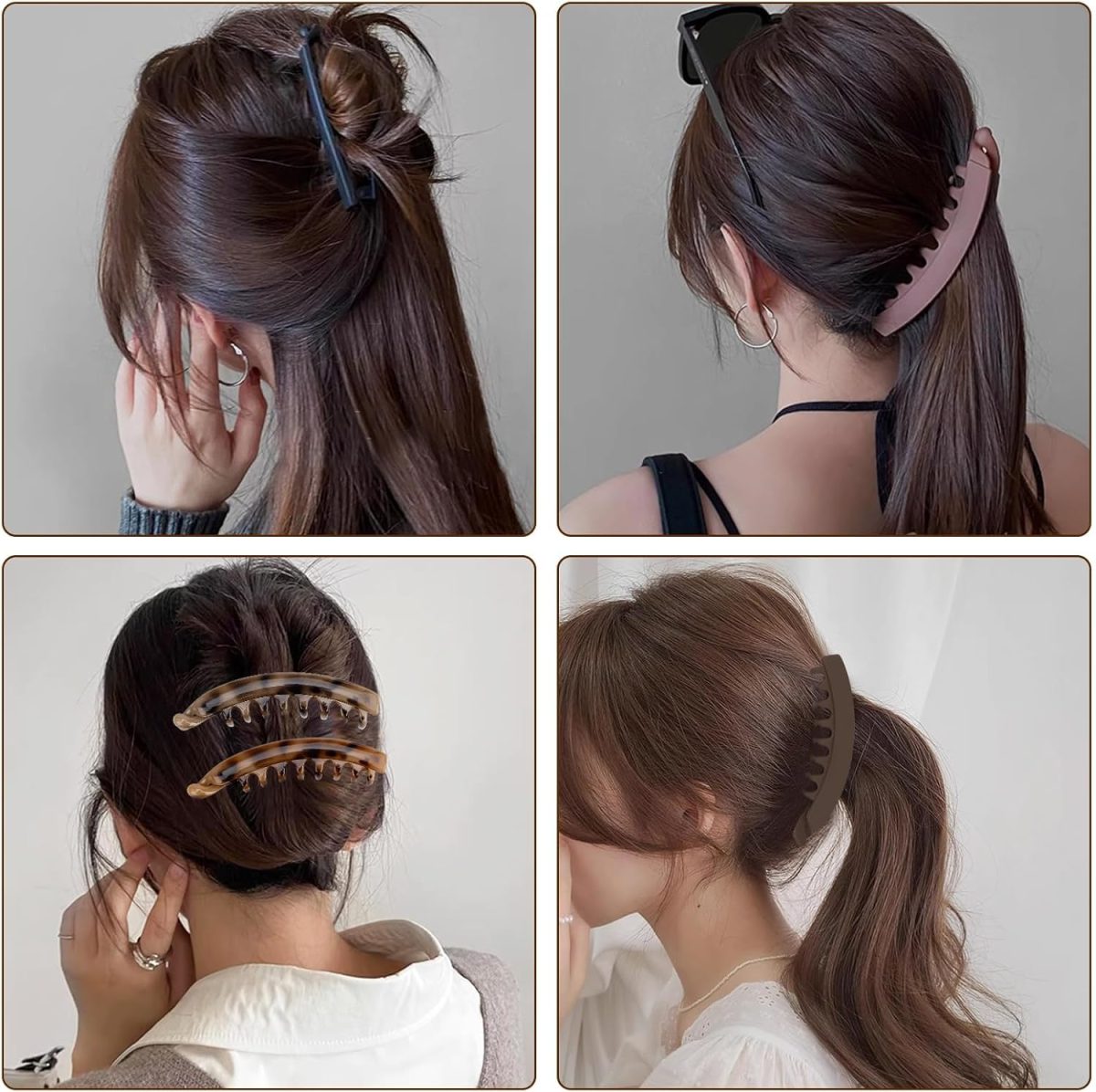 ⁦Bukela 6 Pieces Large Banana Hair Clips for Women Strong Hold Ponytail Holder Banana Clips for Fine Thick French Hair Accessories for Girls and Women⁩ - الصورة ⁦4⁩