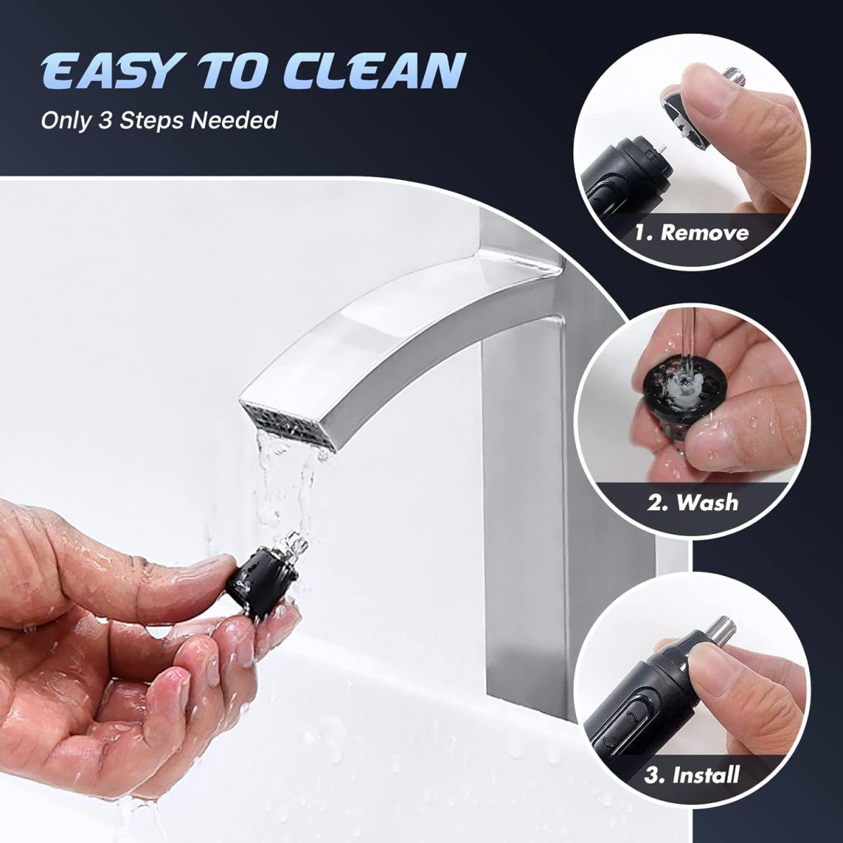 ⁦KASTWAVE Nose Hair Trimmer, Electric Nose and Ear Hair Trimmer, Battery-Powered Waterproof Stainless Steel Head, Painless Trimming for Men and Women⁩ - الصورة ⁦5⁩