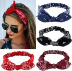⁦YelaJoy Rabbit Ear Headbands for Women Vintage Paisley Bandana Flower Printed Hairband Elastic Rabbit ear Head Wrap Cute Hair Accessories,pack of 6⁩ - الصورة ⁦5⁩