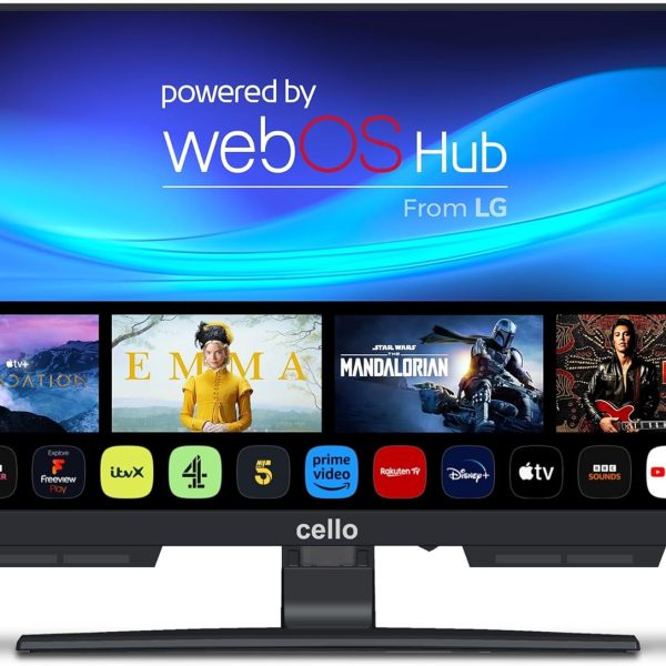 Cello C1924WSH 19" inch SMART borderless TV Triple tuner (DVB-C/-S2/-T2) Bluetooth Ultra-fast "WebOS by LG". "Pitch Perfect" speakers Disney+ Netflix Prime Made in Europe [2024]