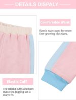 ⁦Valcatch Girls Tracksuit Sets 2 Piece Long Sleeve Zipper Hoodie Top and Sweatpants Colour Blocked Jogger Set for Kids Toddler⁩ - الصورة ⁦6⁩