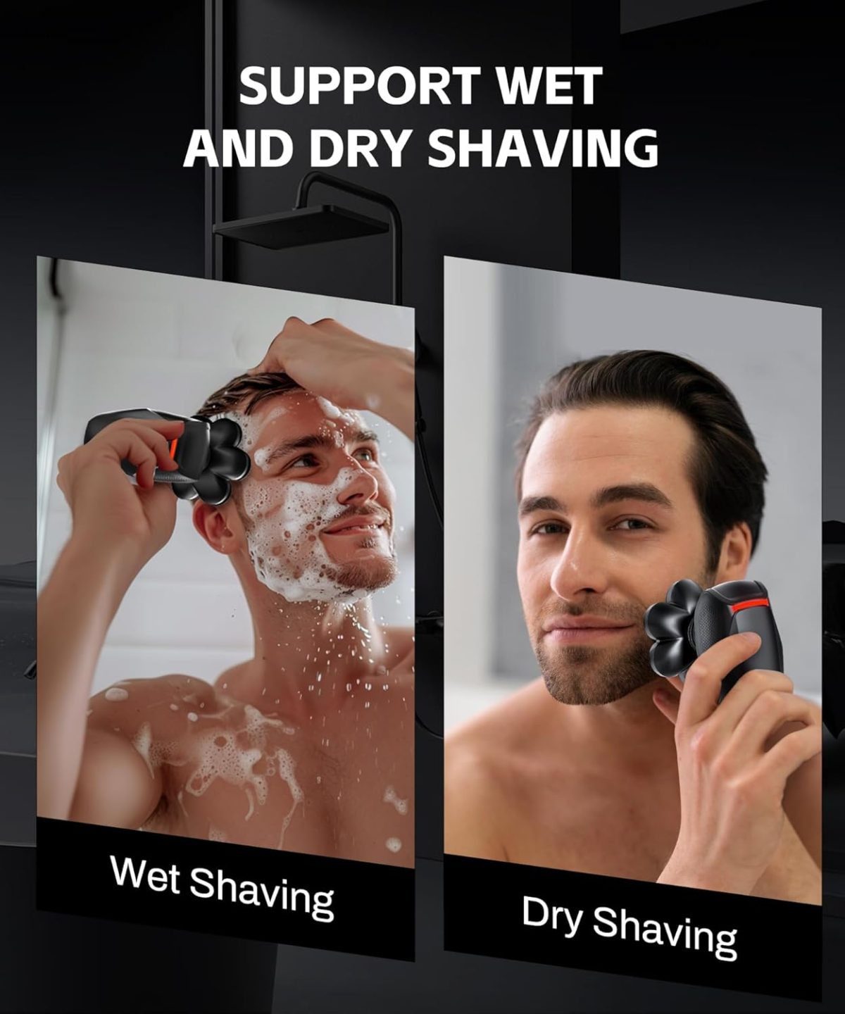 ⁦NEICIT Head Shavers for Bald Men - Magnetic 7D Electric Razor IPX8 Waterproof for Bald Men, Wet/Dry LED Display Rechargeable Rotary Shaver 5-in-1 Grooming Kit with USB-C Charge⁩ - الصورة ⁦7⁩