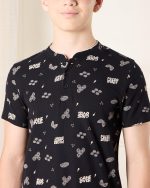 ⁦REDTAG Senior Boys Printed Mandarin Polo T-Shirt⁩ - الصورة ⁦4⁩