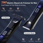 ⁦VIKICON 2-in-1 Manscape Trimmer & Shavers for Men: No-Nick Full Body Electric Razor for Pubic, Balls, Back Hair w/Dual-Head Trimmer & Foil Blades - Waterproof Groomer Kit w/Light, Travel Lock & Pouch⁩ - الصورة ⁦2⁩