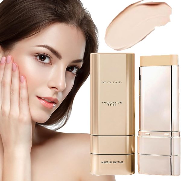 2025 NEW Vivien Beauty Foundation Stick - Vivien Beauty, 2 in 1 Vivienbeauty Foundation, Vivien Foundation Stick, Hydrating Lightweight Foundation Stick with Brush For All Skin Types (#01, 1pc)