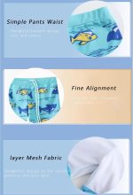 ⁦Toddler Swim Trunks Boys Rash Guard Swimsuit UPF 50+ Bathing Suit Kids Quick Dry Board Shorts Children Summer Beach Swimwear Set with Swim Hat 2 Piece Trendy Surf Pants for 2-12Years Boy⁩ - الصورة ⁦3⁩