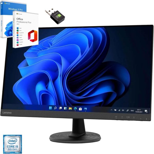 Lenovo Complete Computer 27 Inch Monitor i5 8500 16 GB Ram 1 Tera SSD Win 11 Pro Office 2021 Pro 36 Months Warranty -c27-40