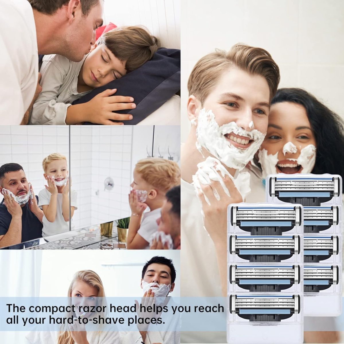 ⁦YHRY Razor Blades Refills, Razor Blades for Men Blades Shaving Compatible with Gillette Mach 3, 3 Layer Face Razors Blades with Double Lubrication Strip for Men Father Boyfriend Home Office Use（8 Pcs）⁩ - الصورة ⁦6⁩
