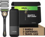 GilletteLabs With Exfoliating Bar Shaving Razor For Men, 1 Handle, 3 Blade Refills, Includes Travel Case for Convenient Storage On The Go