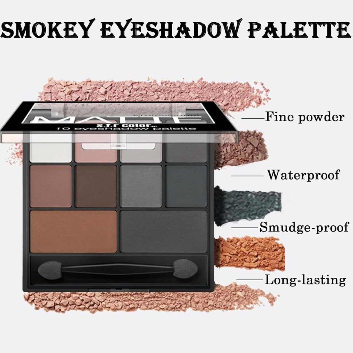 ⁦Paporich Eyeshadow, Matte Eye Shadow Pallets, Professional Highly Pigmented Black Eyeshadow Makeup Palette, Waterproof Eyeshadow With Dual-Ended Applicator Brush for Women.⁩ - الصورة ⁦3⁩