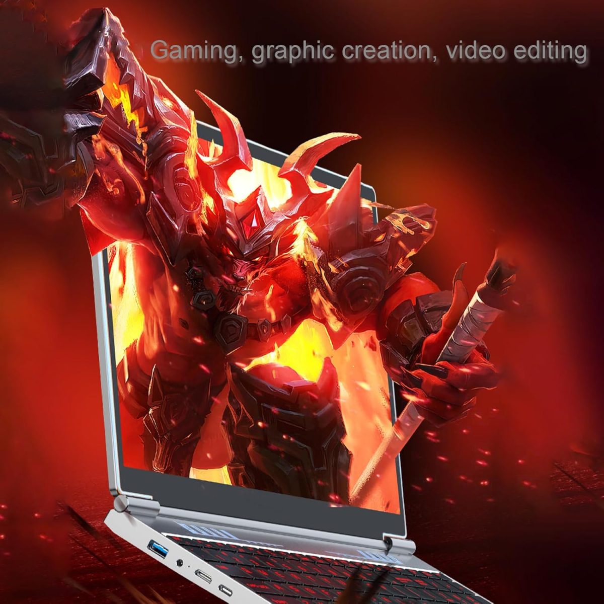 ⁦16 inch Laptop, Windows 11,16GB DDR4 512GB Gaming Laptops with Intel N95 Quad-Core Processor,Fingerprint Unlock Backlit Keyboard,1920P FHD Display,180° opening,WiFi 5GHz,USB3.0,Long Battery Life⁩ - الصورة ⁦4⁩
