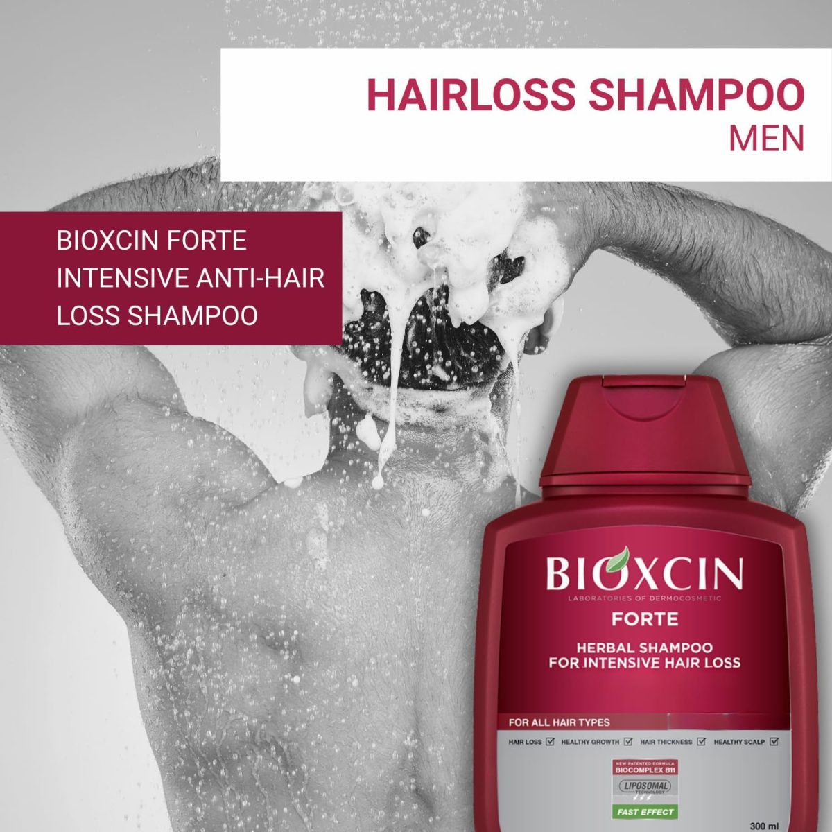 ⁦BIOXCIN FORTE HAIR LOSS SHAMPOO 3 PCS IN 1 BOX⁩ - الصورة ⁦3⁩