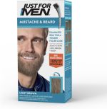 Just For Men Mustache & Beard, Beard Dye for Men with Brush Included for Easy Application, With Biotin Aloe and Coconut Oil for Healthy Facial Hair - Light Brown, M-25, Pack of 1