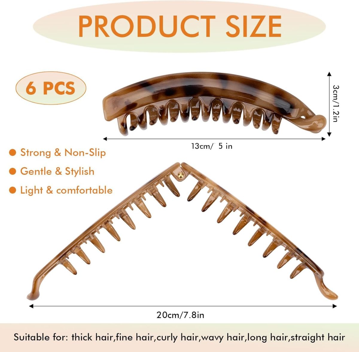 ⁦Bukela 6 Pieces Large Banana Hair Clips for Women Strong Hold Ponytail Holder Banana Clips for Fine Thick French Hair Accessories for Girls and Women⁩ - الصورة ⁦2⁩