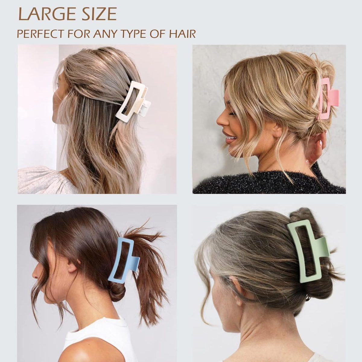 ⁦Large Hair Claw Clips Set, 12 Pack, Flower Design, Matte Plastic, 4 Colours, Strong Hold for Thick Hair (deep colour)⁩ - الصورة ⁦6⁩