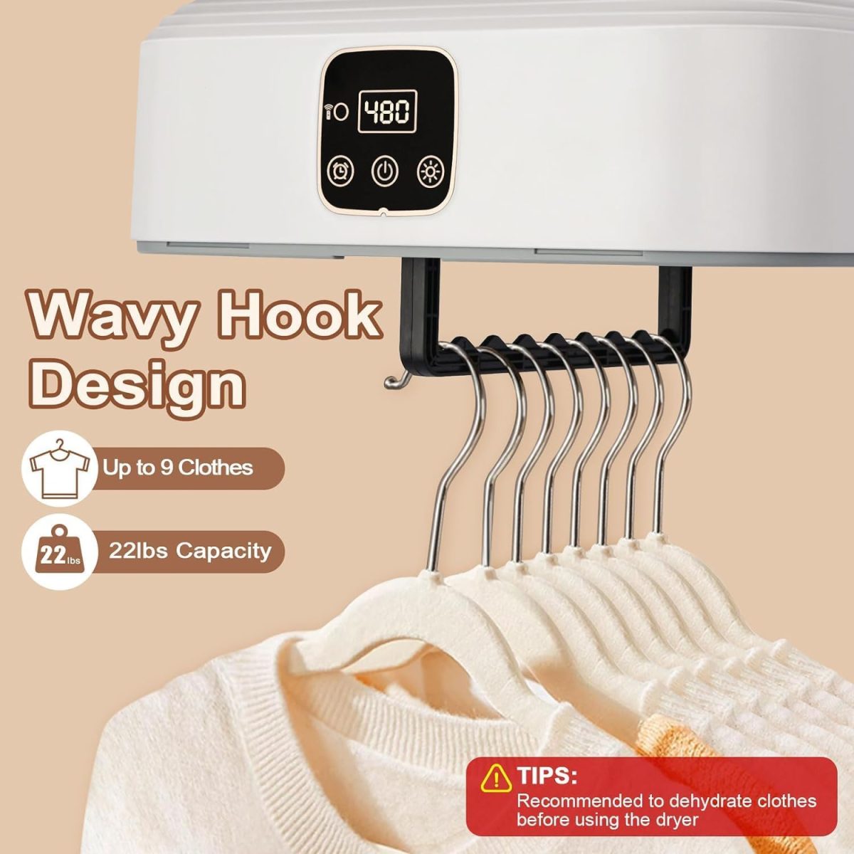 ⁦Mylindde Portable Clothes Dryer, Small Dryer Machine, Electric Clothes Dryer with Remote Dryer&Bag, Mini Laundry Dryers, Suitable for Underwear, Baby Clothes, Light Clothes⁩ - الصورة ⁦5⁩