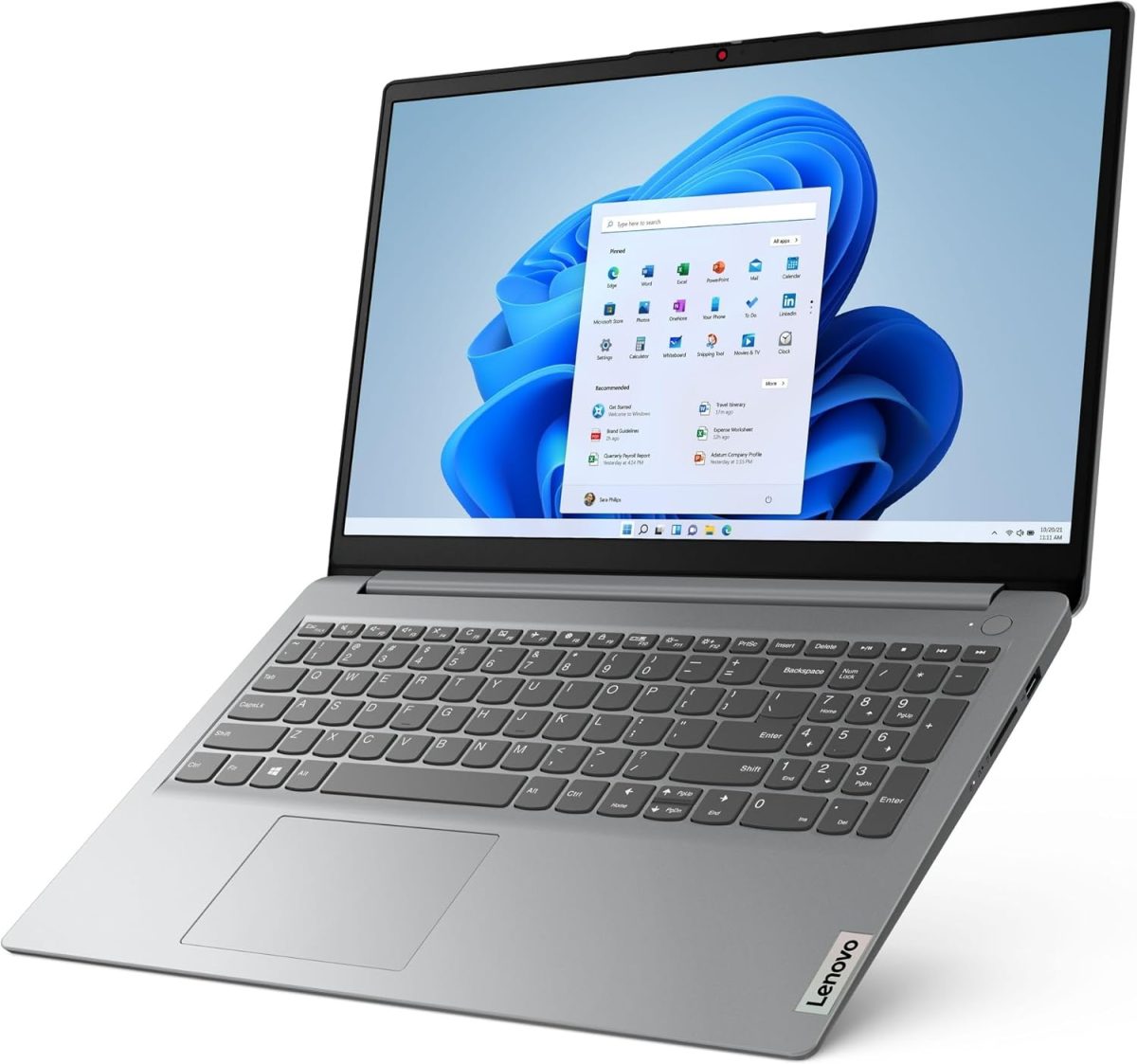⁦Lenovo IdeaPad 1i 15.6 FHD Laptop | Intel Celeron N4500 | Intel UHD Graphics | 720P Webcam| Bluetooth 5| Grey | 4GB RAM | 128GB SSD | Windows 11 S |Bundle with USB 3.0 Hub⁩ - الصورة ⁦3⁩
