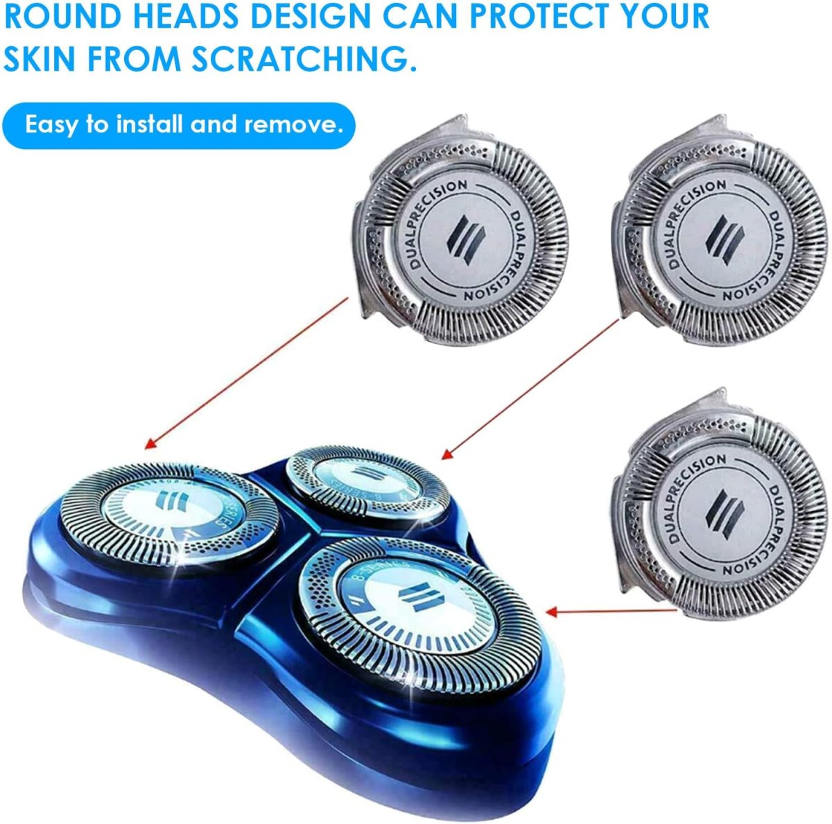 ⁦WOSEEN 3PCS Replacement Shavers-Blade Replacement for Philips No-relco R-azor HQ8 Dual-Precisions Shavers Blade-Heads⁩ - الصورة ⁦6⁩