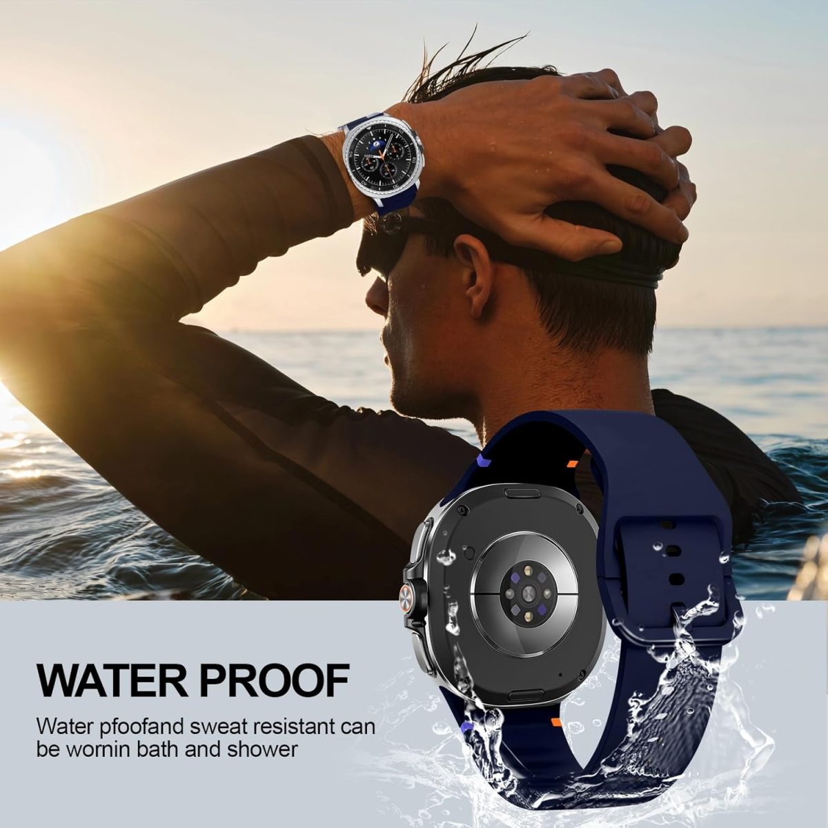 ⁦T Tersely 3 Pack Soft Silicone Watch Band Compatible with Samsung Galaxy Watch Watch 8 (40/44mm), 8 Classic, Ultra2(2025), No Gap Smartwatch Sport Strap For Men⁩ - الصورة ⁦6⁩