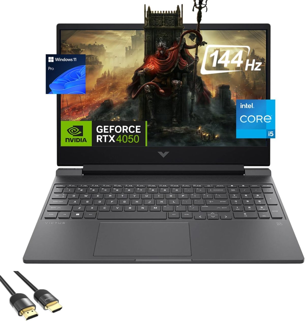 HP لابتوب العاب فيكتوس 15.6 انش 144Hz FHD ثماني النواة i5-13420H انفيديا RTX 4050 6GB RAM 32GB SSD 2TB كيبورد باضاءة خلفية واي فاي 6 كاميرا ويب لوحة مفاتيح USB-C كيبل PDG HDMI كيبورد امريكي ويندوز 11