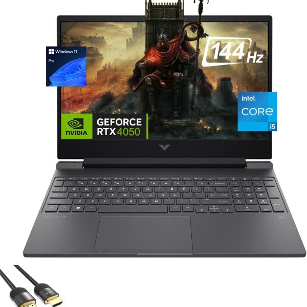 HP لابتوب العاب فيكتوس 15.6 انش 144Hz FHD ثماني النواة i5-13420H انفيديا RTX 4050 6GB RAM 32GB SSD 2TB كيبورد باضاءة خلفية واي فاي 6 كاميرا ويب لوحة مفاتيح USB-C كيبل PDG HDMI كيبورد امريكي ويندوز 11