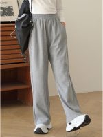 ⁦Djeanxa Girl's Wide Leg Sweatpants Baggy Straight Loose Sweat Pants High Waist Causal Kids Athletic Pants with Pockets 6-14Y⁩ - الصورة ⁦2⁩