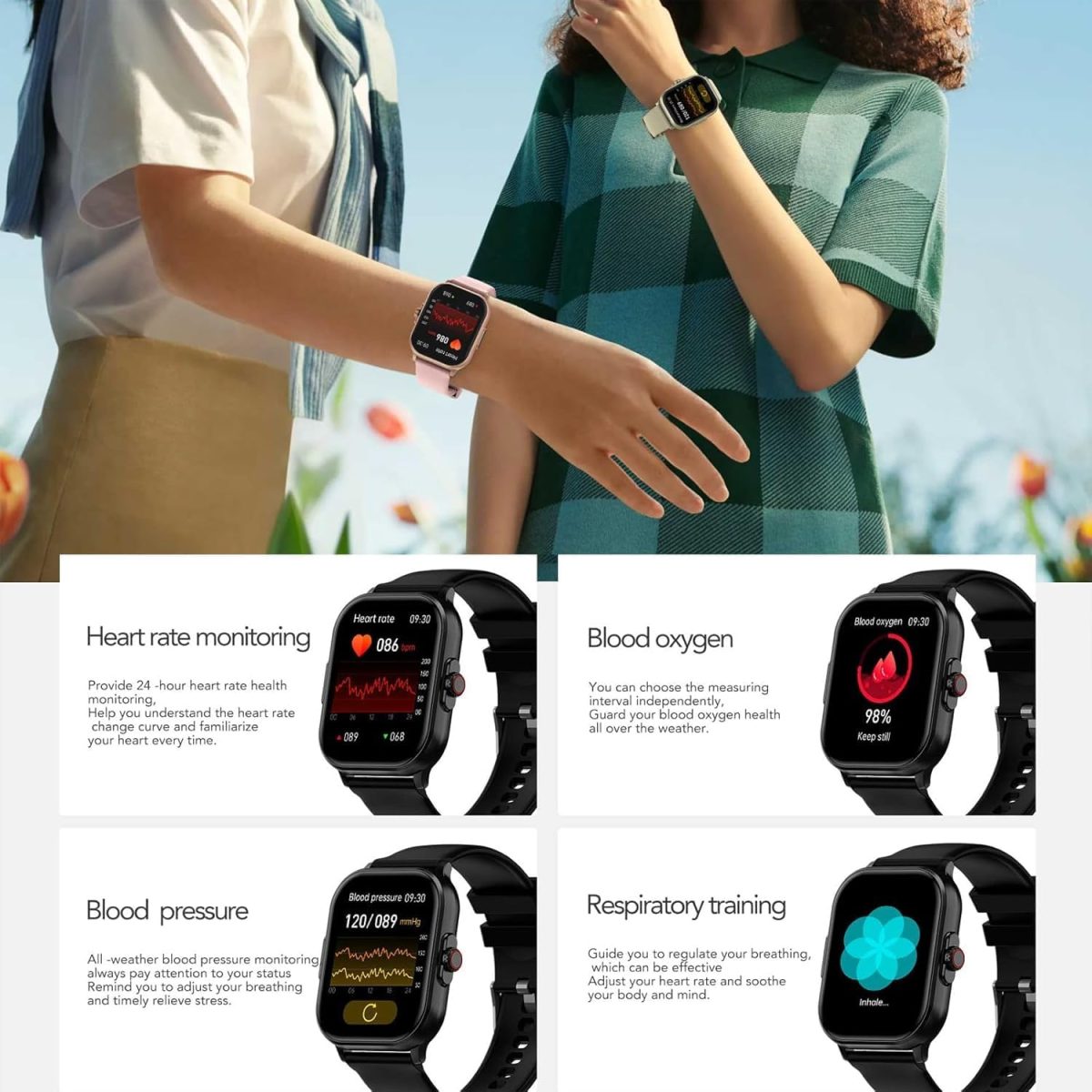 ⁦Smartwatch with Bluetooth Call 2.01" Full Touch Screen Fitness Tracker with activity tracker, Ultra-thin Design, 24/7 Health Management, Compatible with Android & iOS (Silvery/)⁩ - الصورة ⁦5⁩