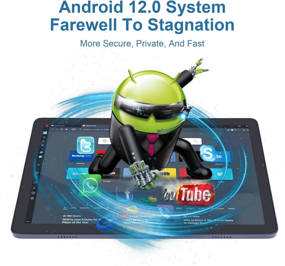 ⁦تابلت اندرويد 10.1 انش، ذاكرة RAM 8GB وروم 128GB، شاشة HD IPS لحماية العين، عمر بطارية طويل، كاميرا مزدوجة 5MP، 13MP، واي فاي للبالغين والمراهقين (رمادي)⁩ - الصورة ⁦2⁩