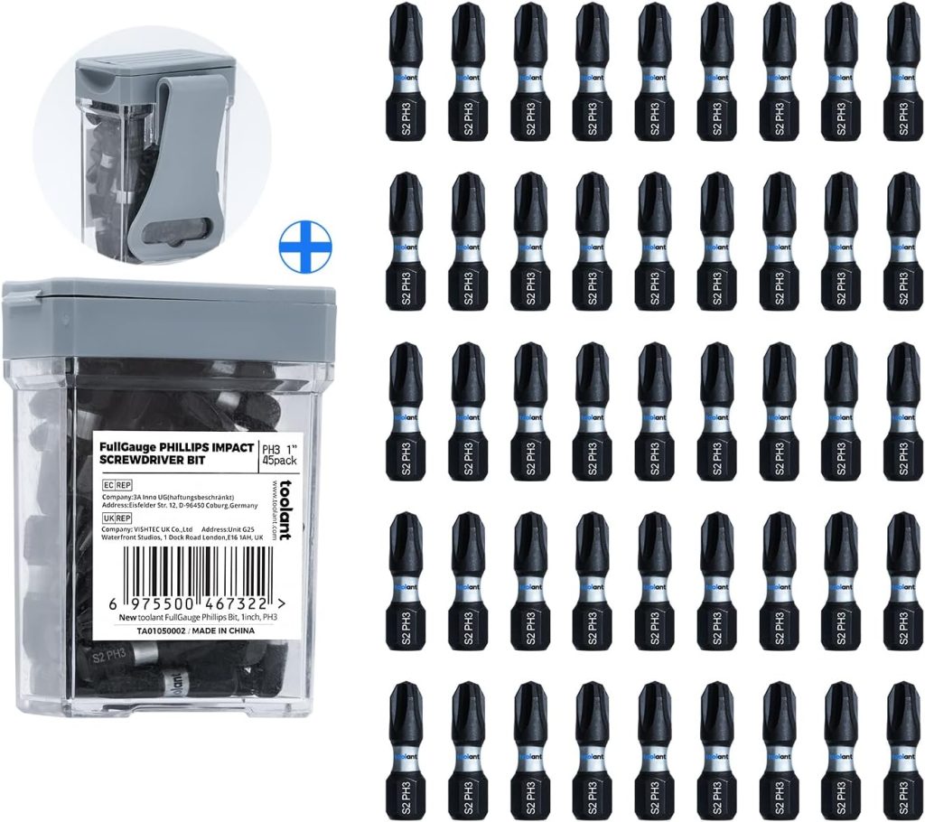 toolant Phillips Impact Screwdriver Bit PH3 1" 45PCS