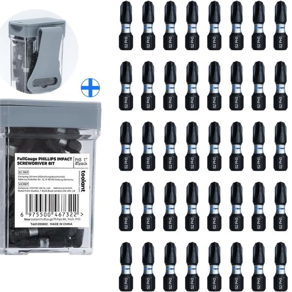 toolant Phillips Impact Screwdriver Bit PH3 1" 45PCS