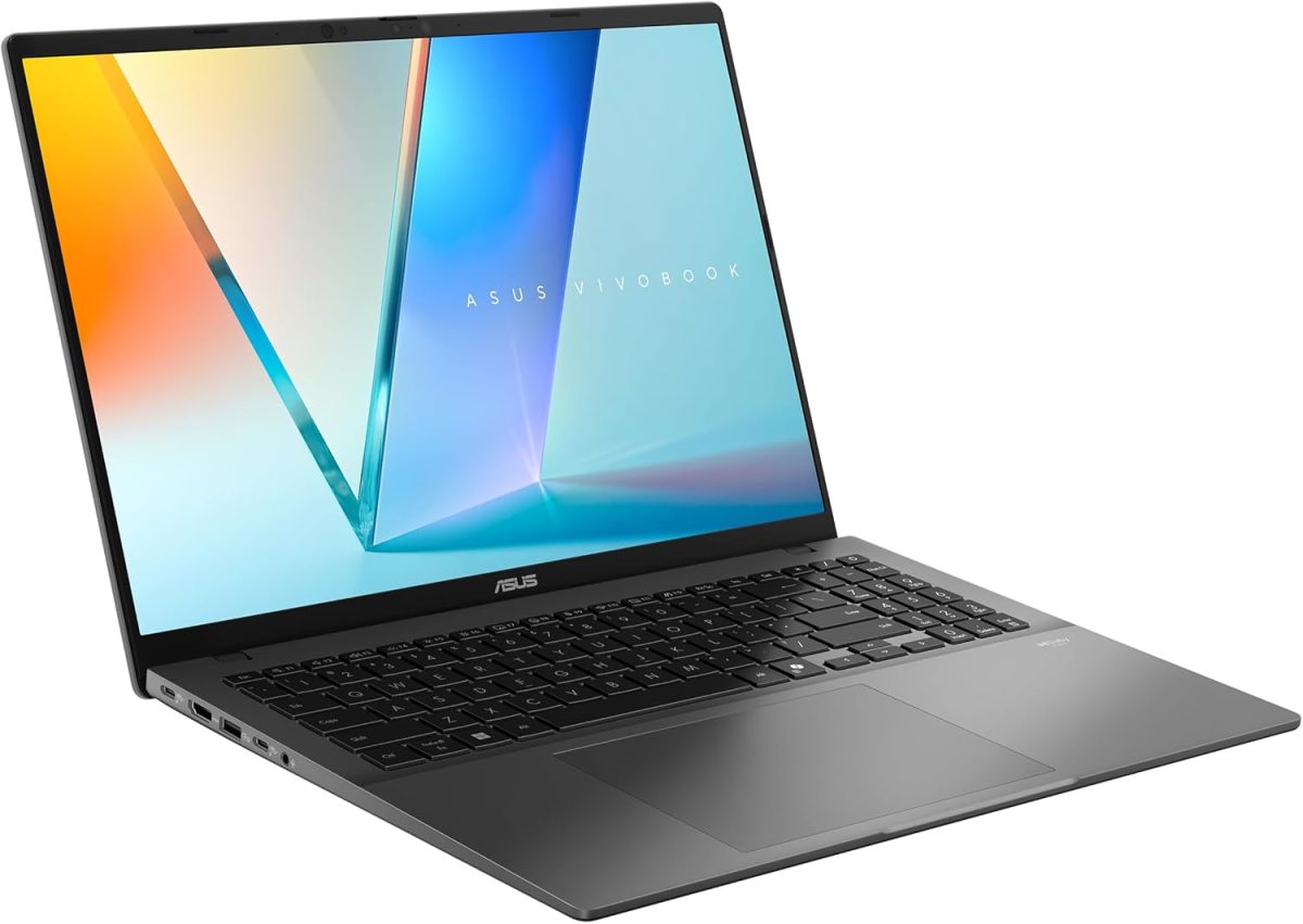 ASUS Vivobook S16" 2.5K +144Hz S3607QA-PL018W, Qualcomm Snapdragon X1 Up to 45TOPS,16GB RAM DDR5,1TB M.2 NVMe PCIe, FHD CAM, AR-EN Backlit Keyboard,TYPE-C, 65W Adapter, WIN 11, Aluminum Gray
