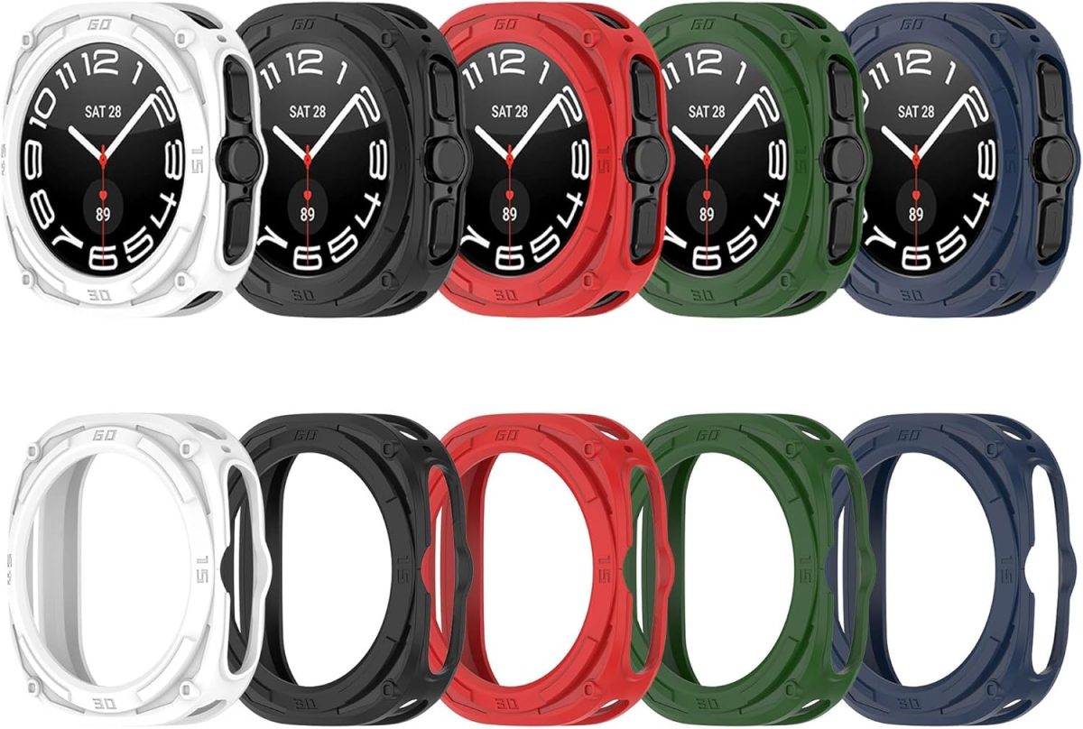 5-Pack Case Covers for Galaxy Watch Ultra 47mm, Anti-Scratch Protective Case, Shockproof Bumper for Galaxy Watch 7 Ultra 47mm Accessories