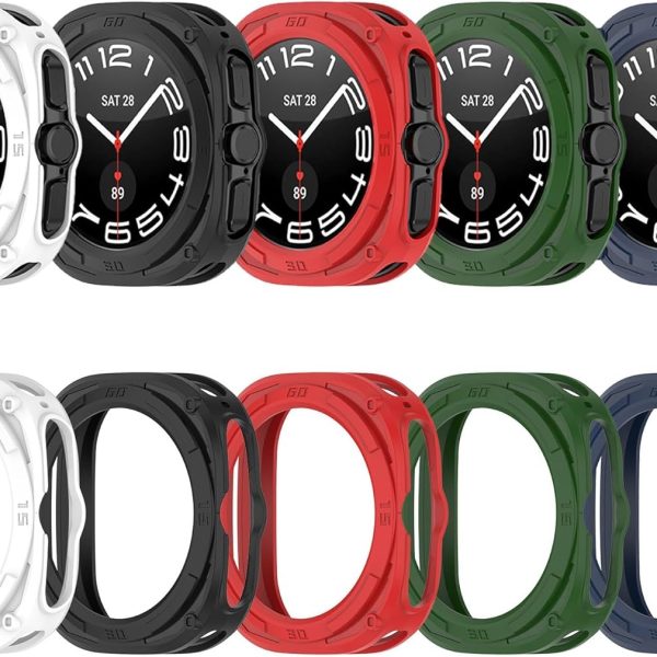 5-Pack Case Covers for Galaxy Watch Ultra 47mm, Anti-Scratch Protective Case, Shockproof Bumper for Galaxy Watch 7 Ultra 47mm Accessories