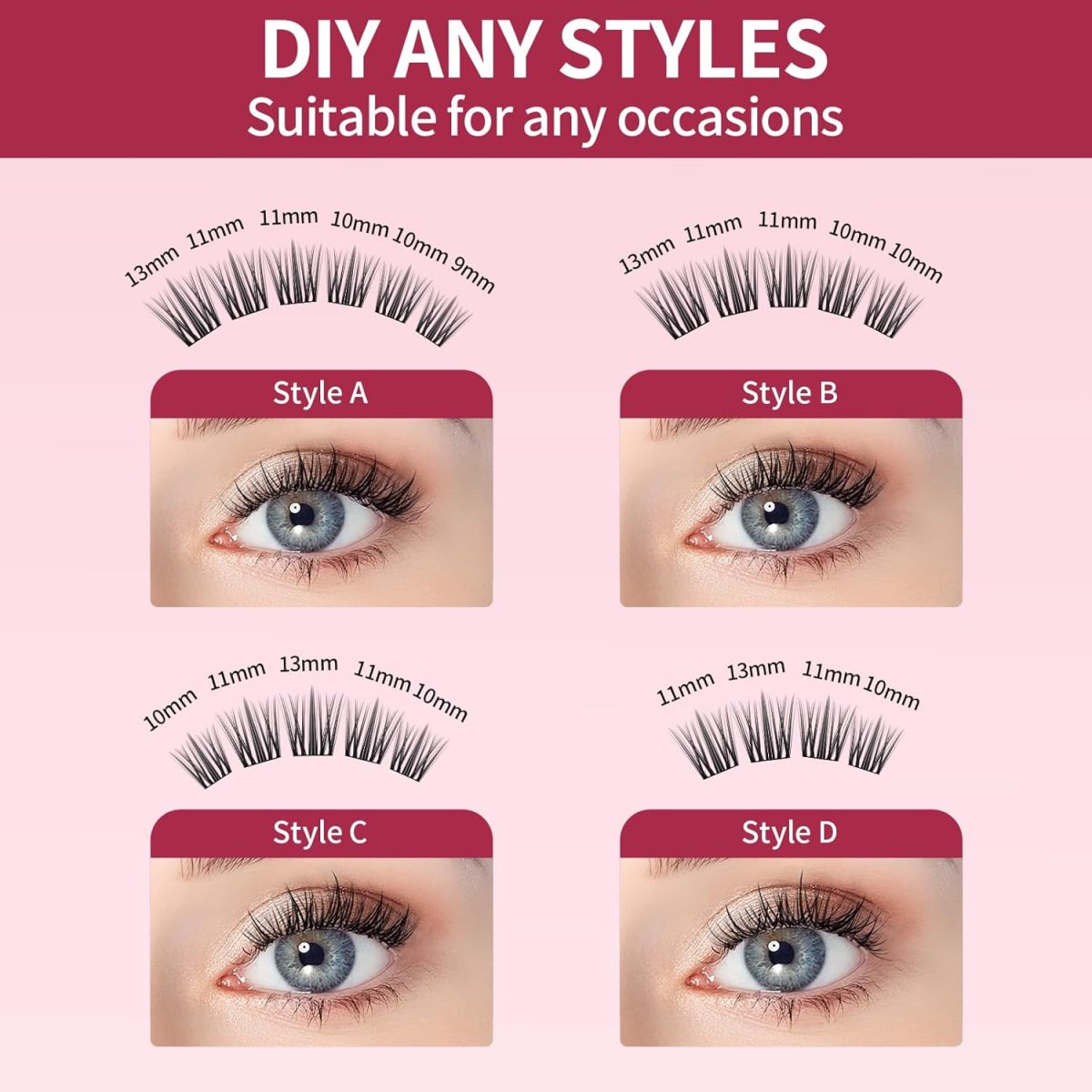 ⁦Mlen Diary Eyelash Extensions, 132 Pieces, 10-14 mm, C Curl, Individual Eyelashes, DIY Eyelash Extension Cluster, Individual Cluster Lashes, Natural Look Fake Lashes⁩ - الصورة ⁦5⁩