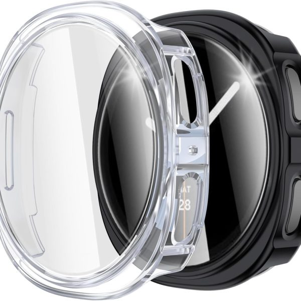 Galaxy Watch 8 Screen Protector, Samsung Watch 8 Case, Tempered Glass Cover with Hard Bumper for Scratch Protection and Full Display Safety, Compatible with 40mm Smartwatch, 2pk