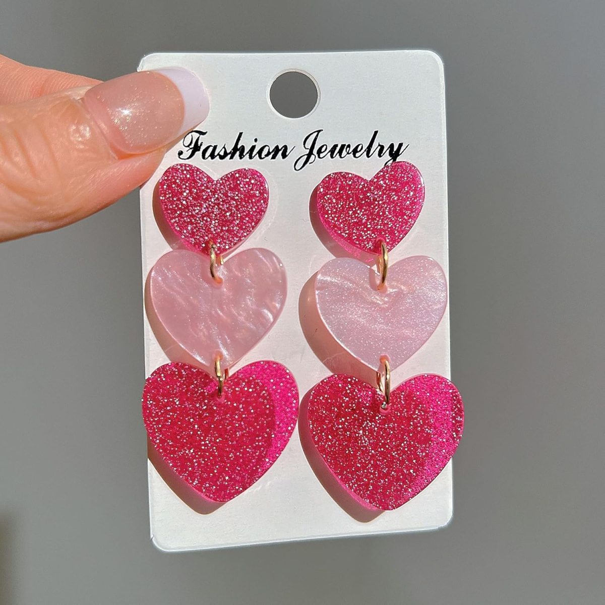 ⁦Shining Diva Fashion Latest Stylish Western Earrings for Women Girls (15843er) (Pink)⁩ - الصورة ⁦2⁩