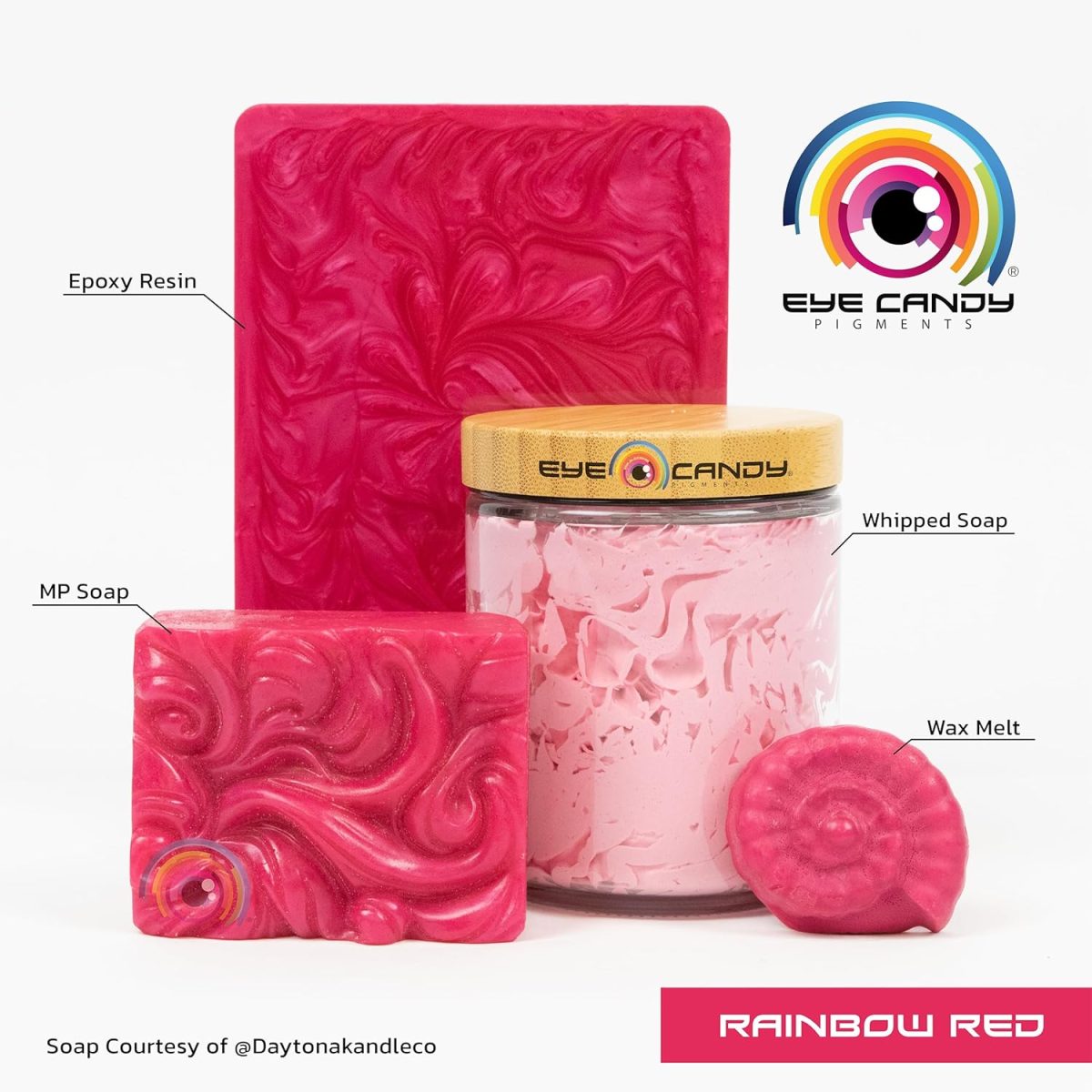 ⁦Eye Candy Mica Powder Pigment “Rainbow Red” (50g) Multipurpose DIY Arts and Crafts Additive | Natural Bath Bombs, Resin, Paint, Epoxy, Soap, Nail Polish, Lip Balm (Rainbow Red, 50G)⁩ - الصورة ⁦2⁩