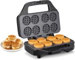 Reemix Waffle Maker - Mini Waffle Maker for 8 Waffles 4.8 cm, Compact Design with Non-Stick Surface, Easy to Use, Fast Heating, Ideal for Breakfast and Snacks - Black