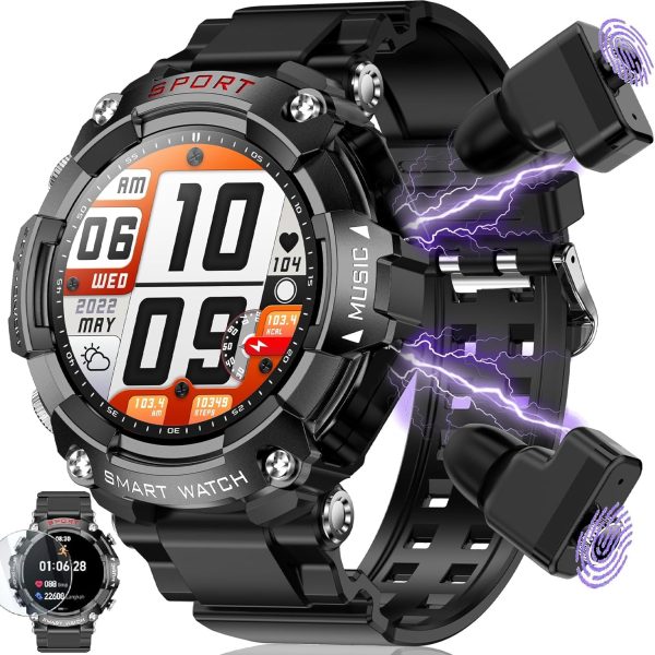 KASTWAVE Smart Watch with Earbuds, 1.52-inch AMDLED Touch Screen, 8763EW Chip, Smartwatch for Answer/Make Call, Bluetooth Message Notification, Sleep Monitor Sports Smart Watch