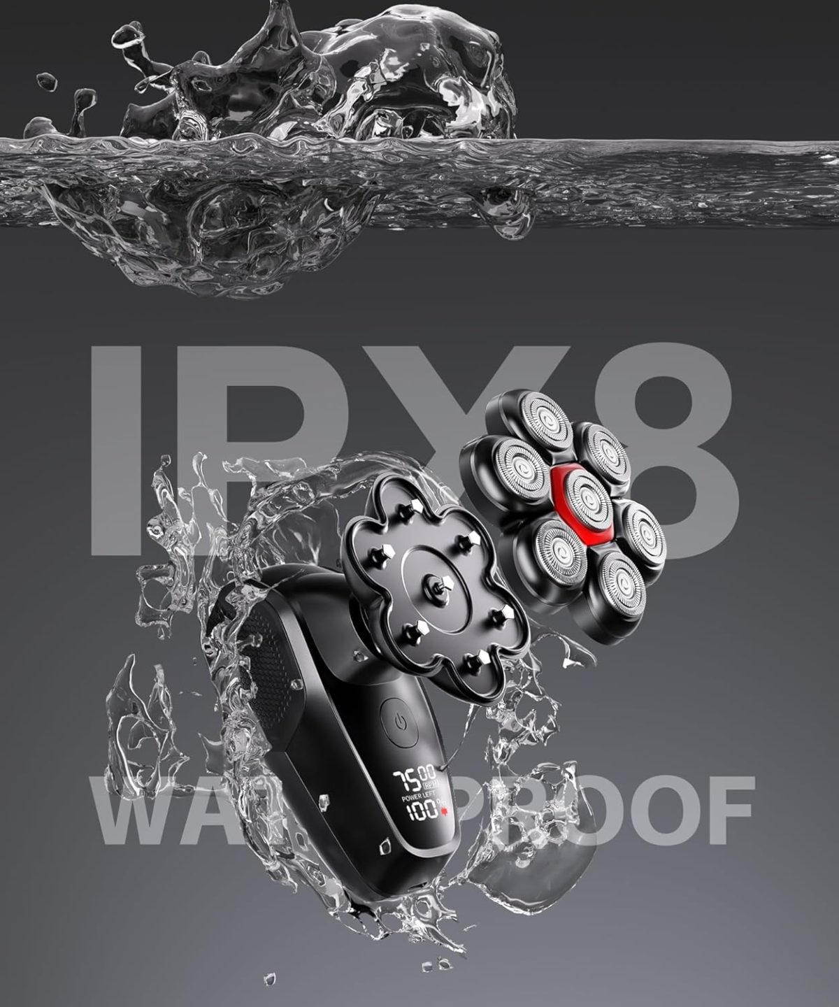 ⁦NEICIT Head Shavers for Bald Men - Magnetic 7D Electric Razor IPX8 Waterproof for Bald Men, Wet/Dry LED Display Rechargeable Rotary Shaver 5-in-1 Grooming Kit with USB-C Charge⁩ - الصورة ⁦4⁩