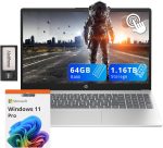 HP Pavilion 15.6" Touchscreen Laptop, Intel i3-1215U, 64GB RAM, 1.16TB Storage(1TB SSD + 160GB Docking Station Set), Intel UHD Graphics, Num Pad, Webcam, WiFi, Win 11 Pro, Silver
