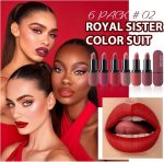 ⁦Katiluxiya 6Pcs Red Velvet Matte Lipstick Set, High Pigmented Long-Lasting Waterproof Lip Stick Lip,Moisturizing balms, Sheer tint, Shine & Glowy Finish,Stain Makeup Gift Sets. (02, color)⁩ - الصورة ⁦2⁩