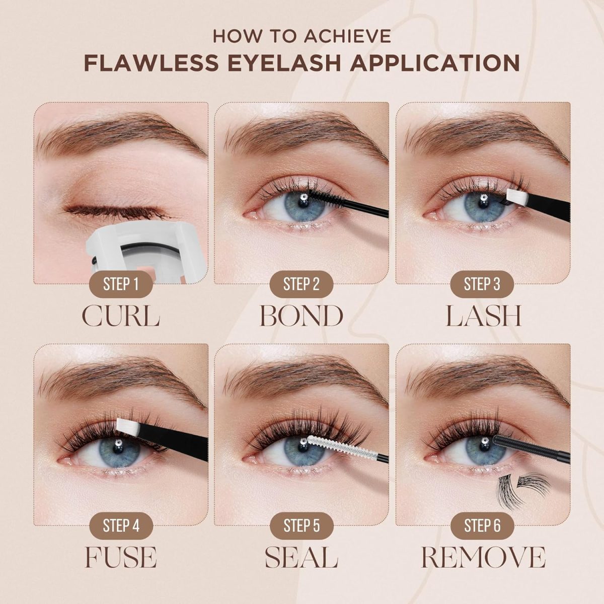 ⁦LASHVIEW DIY Cluster Eyelash Extensions 144 Pcs Reusable Individual Lashes Mega Volume Soft Black Synthetic Cluster Lashes⁩ - الصورة ⁦5⁩
